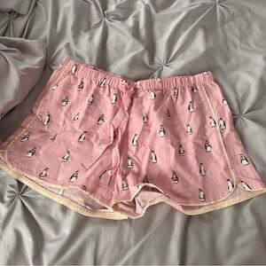 Pink Penguin Print Women's Sleep Shorts from LOFT